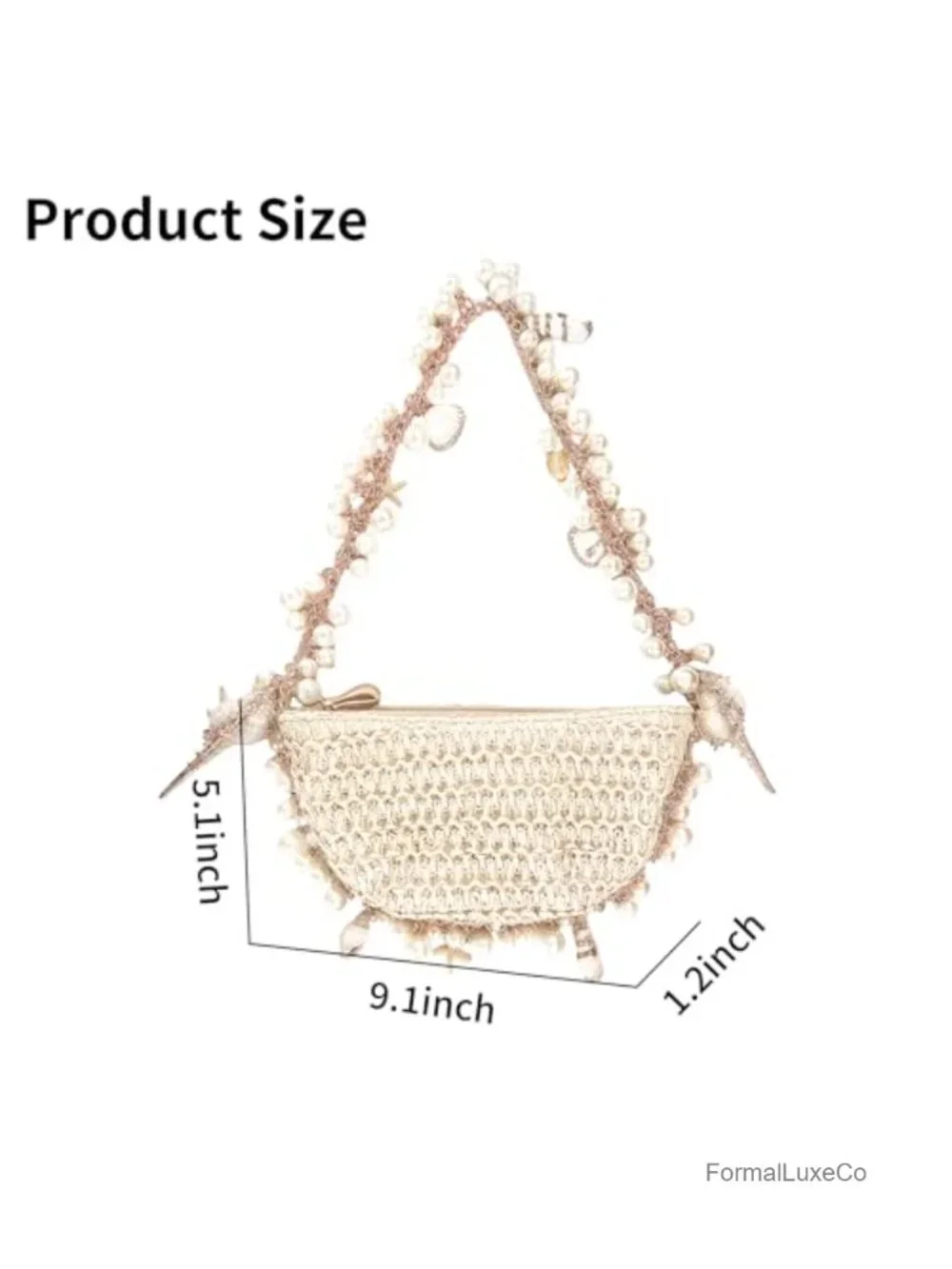 Woven Straw Shoulder Bag with Pearl Handle Beach Vacation Purse